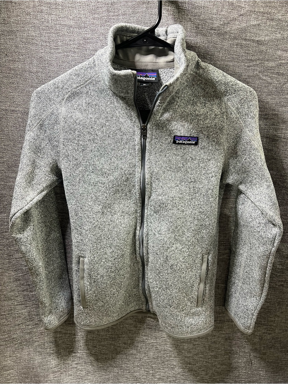 Patagonia Gray Heather Knit Sweater with Mountain Logo